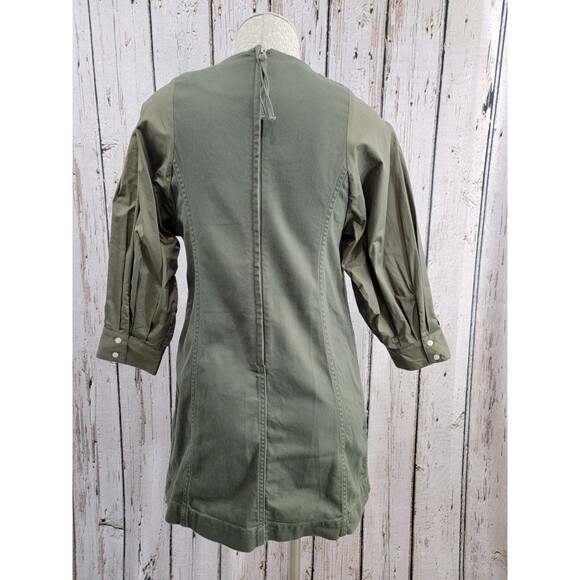 CLD Women's Size 10 Something Navy Army Green Arielle Pearl Button Dress Aline - Picture 10 of 15